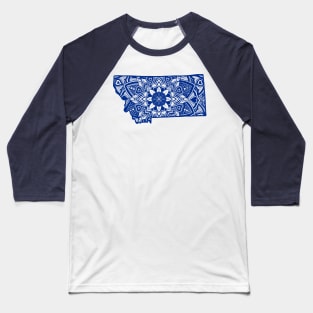 Blue Montana State Gift Mandala Yoga MN Art Baseball T-Shirt